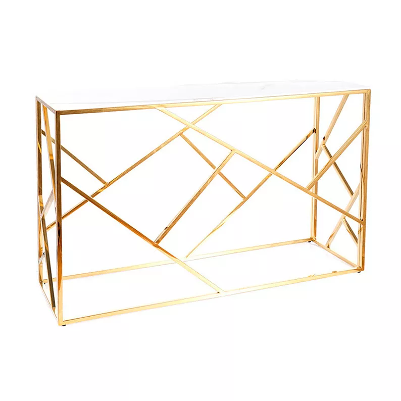 Console Landile 120 x 40 cm avec plateau imitation marbre