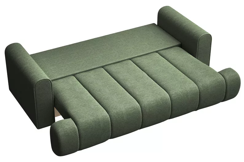 Kanapa trzyosobowa Dandelino z funkcją spania zielony szenil hydrofobowy