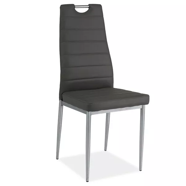 Chaise rembourrée Lastad gris avec une poignée sur une base chromée