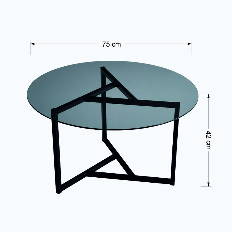 Table basse ronde Trentt, 75 cm de diamètre, verre fumé