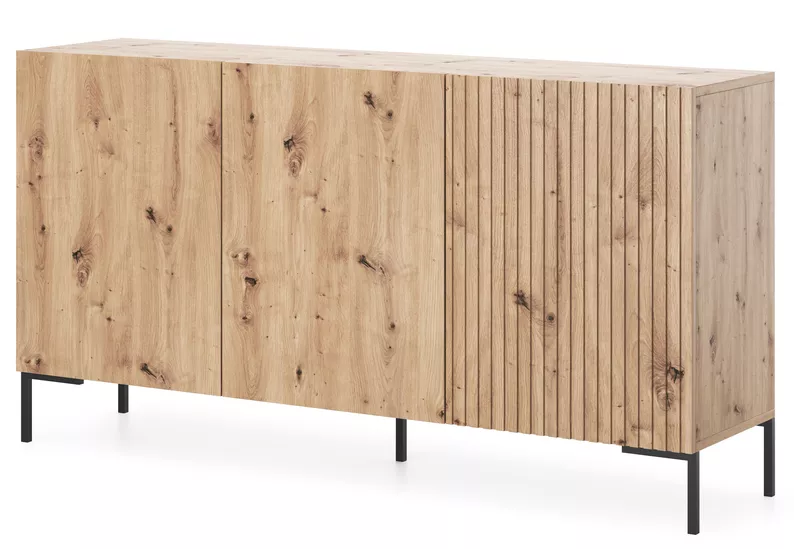 LAMMELO Commode à trois portes 140 cm en chêne lamellaire