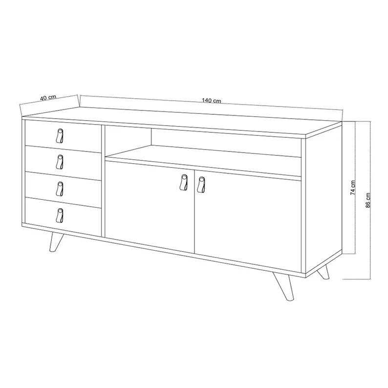 Console Linvia avec 4 tiroirs chêne / noir