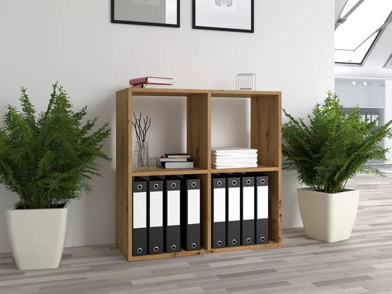 Regał otwarty Malax z czterema półkami 74 cm dąb artisan