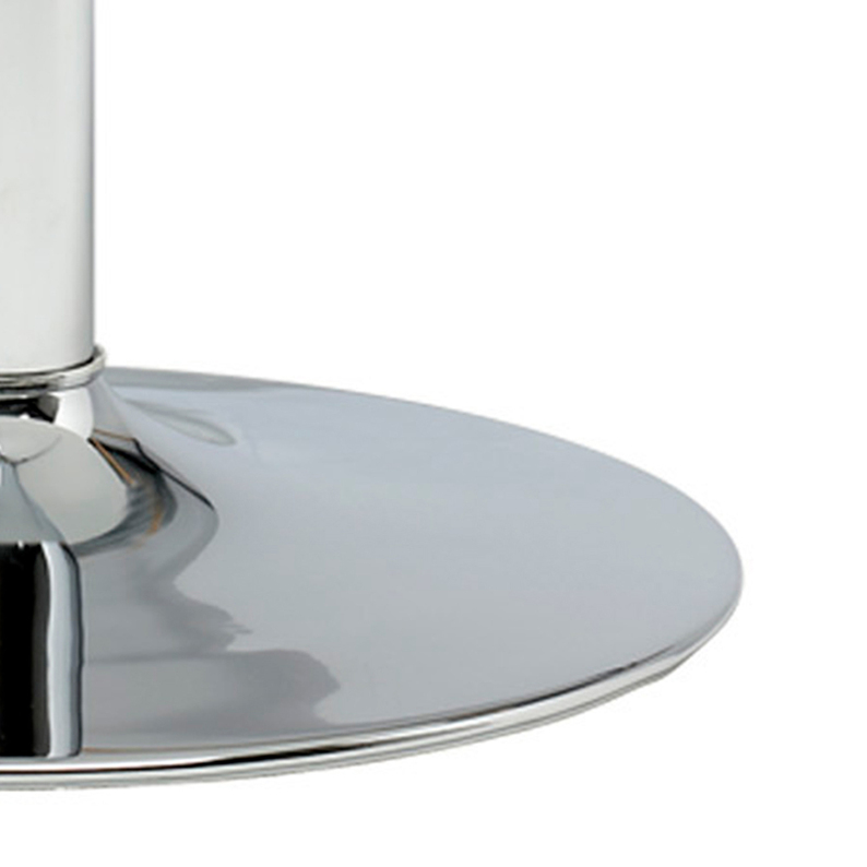 BALSAMITA Table à manger ronde diamètre 110 cm blanche sur pied chromé