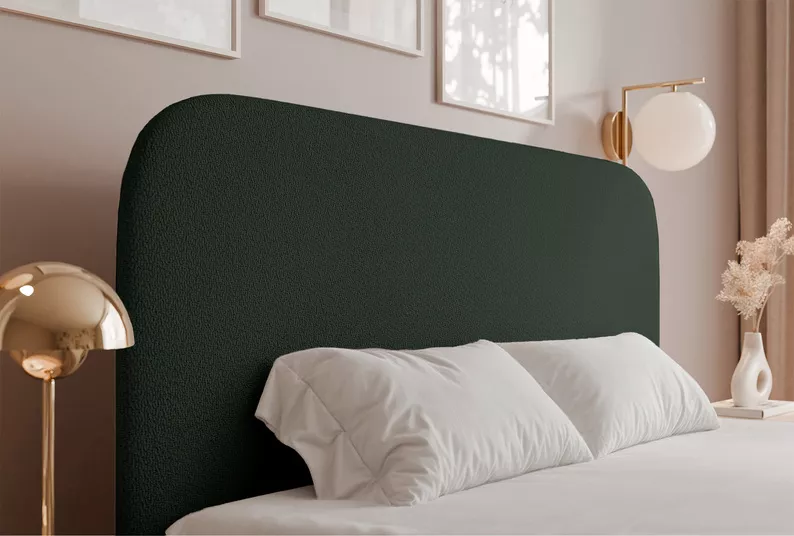 Łóżko tapicerowane 140x200 cm Sonvivo z pojemnikiem na pościel ciemnozielone szenil stelaż metalowy