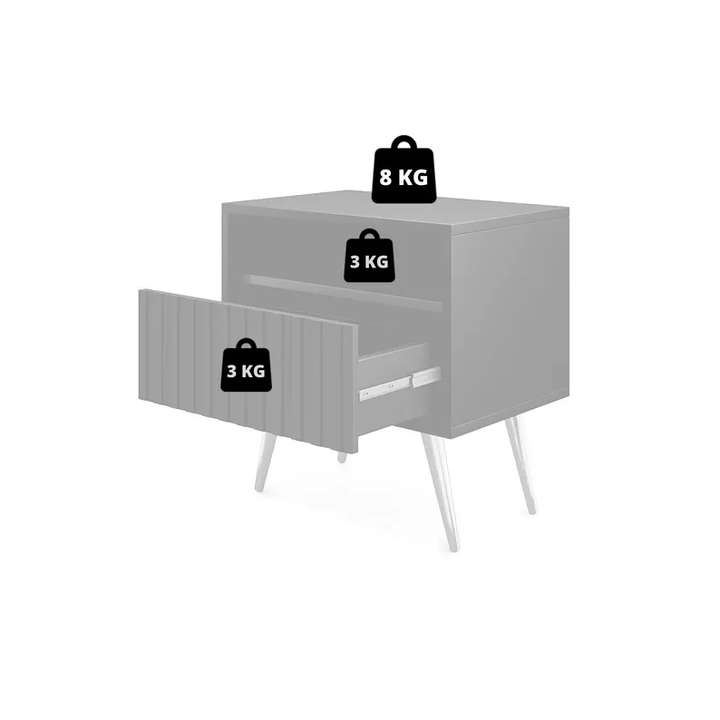 Table de chevet Bello avec un tiroir à façade à lamelles, noir / chêne wotan