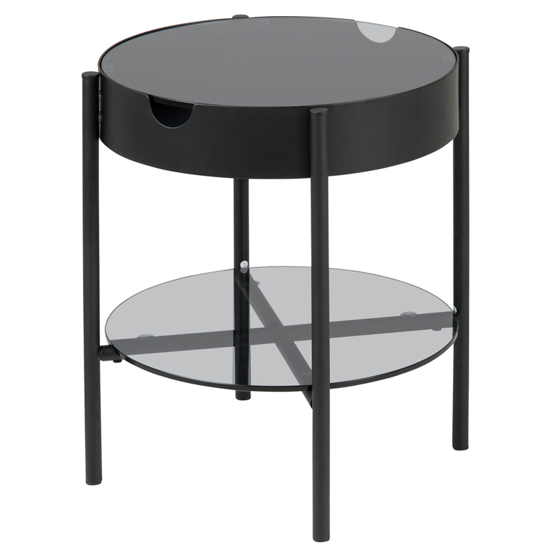 DORX Table en verre avec une étagère diamètre rond 45 cm