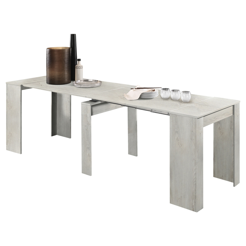 Table à rallonge Dadivosa 54-252x79 cm pin blanc