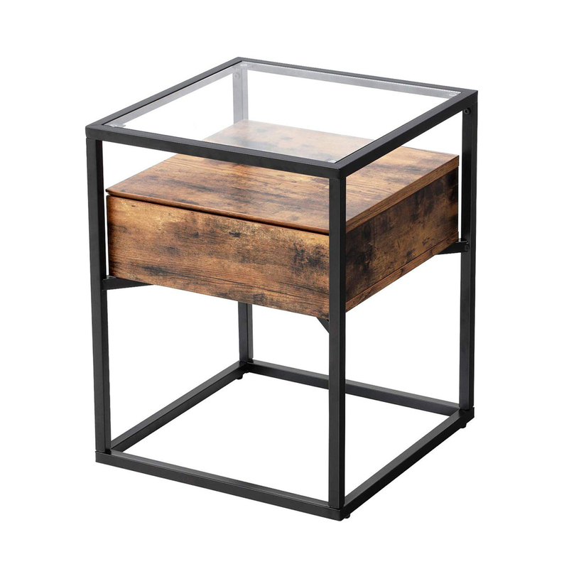 RAMIZU Table de café avec tiroir 43x43 cm