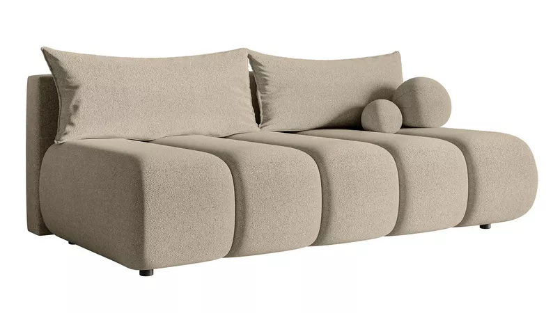 Kanapa trzyosobowa Dandelino Mini z funkcją spania jasnobeżowa szenil