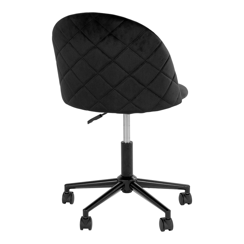 Chaise de bureau pivotante en velours noir Rallsy avec coutures