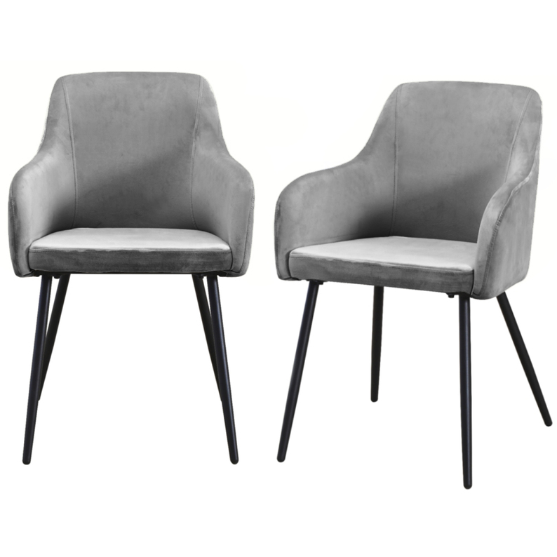 GURLU Lot de deux chaises rembourrées avec accoudoirs gris clair