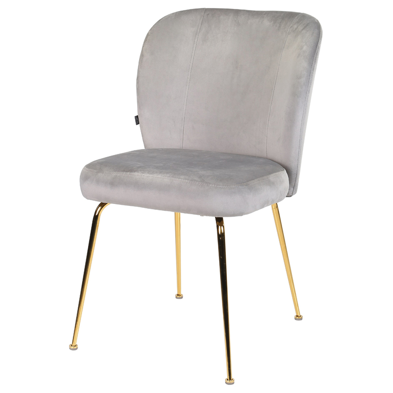 ALRUBA Chaise tapissée gris pieds d'or