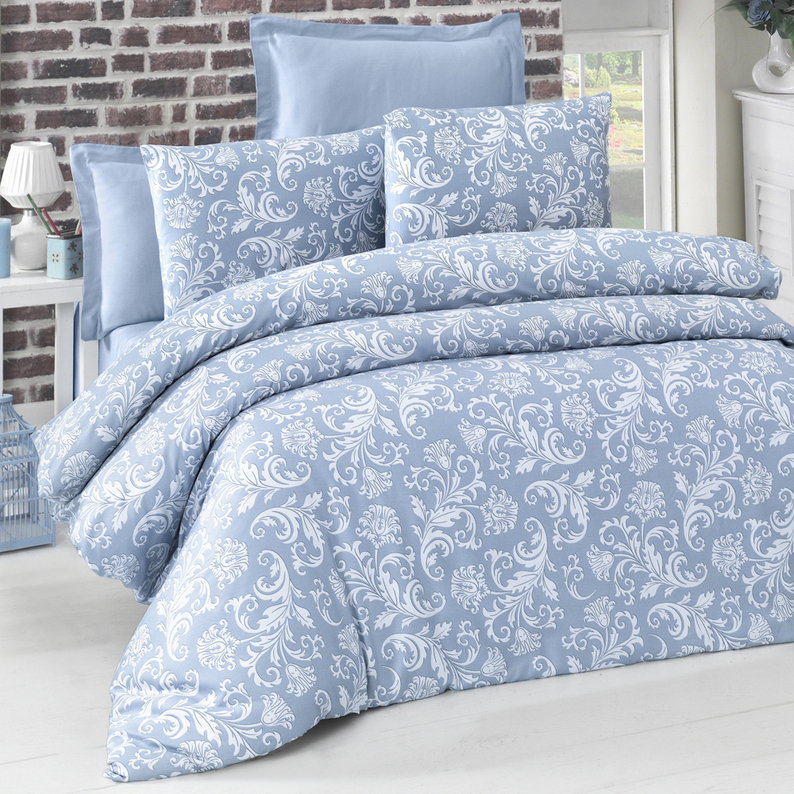 Parure de lit avec taies Vindjaile 200x220 cm bleu