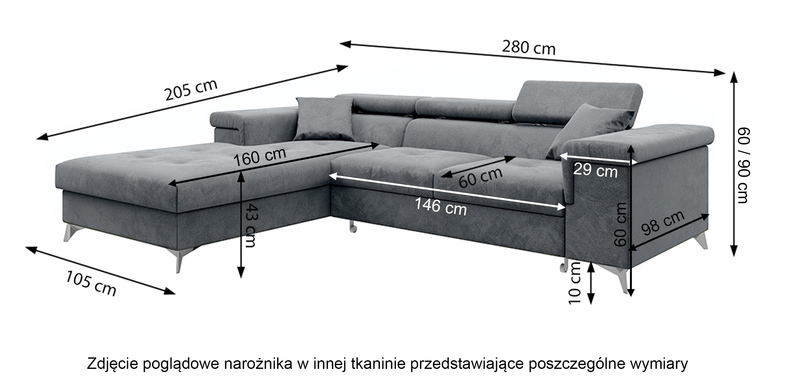 MIKKARA Canapé d'angle en velours côté gauche