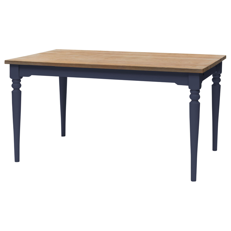 Table à manger Nata 140x90 cm avec piètement bleu marine