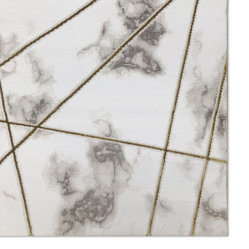 FORFER Tapis moderne 120x170 cm blanc et or