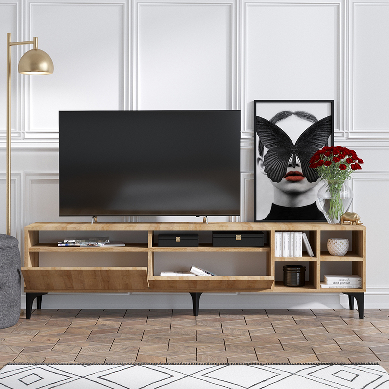 Meuble TV Ewora, 180 cm, chêne