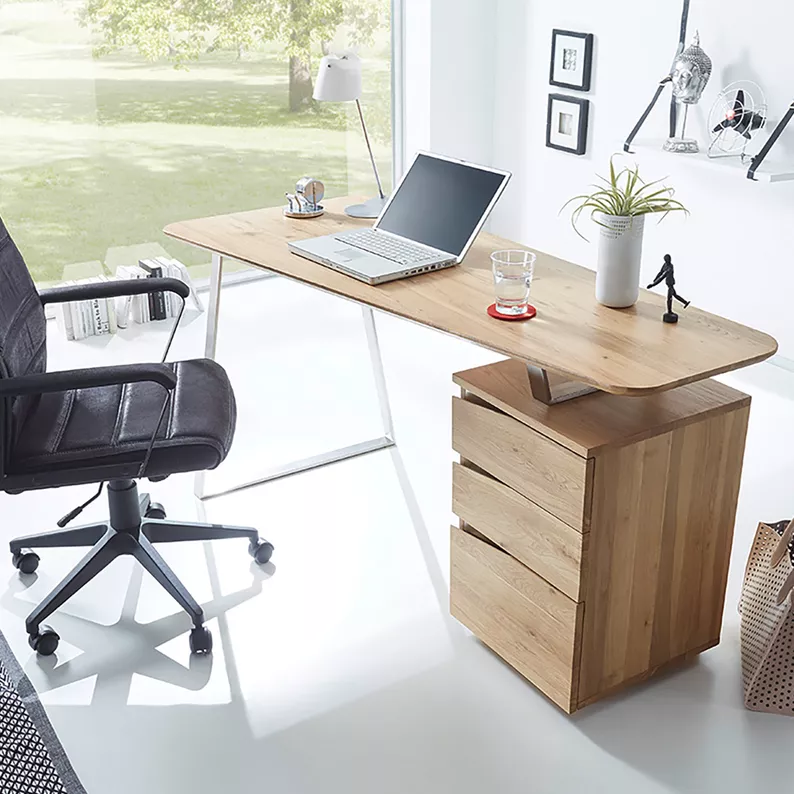 Bureau en bois avec tiroirs Dalmazia 150x67 cm en chêne