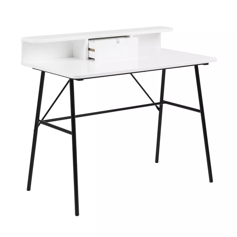 BROVA Bureau blanc avec pieds noirs