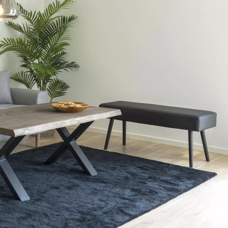 Banc en velours noir Belicer sur pieds noirs