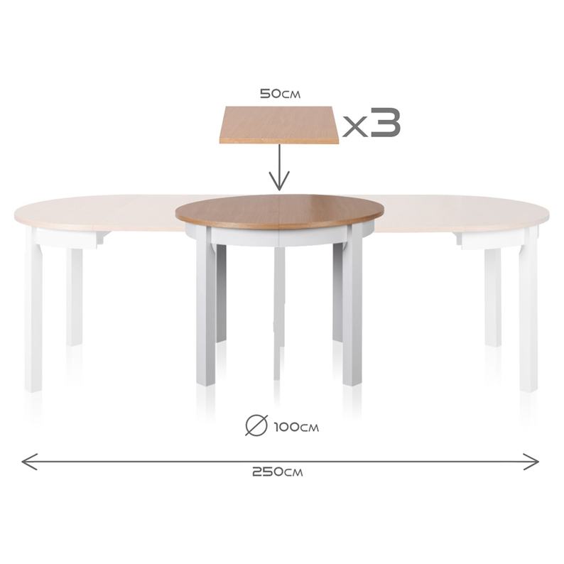 GABELE Table ronde extensible