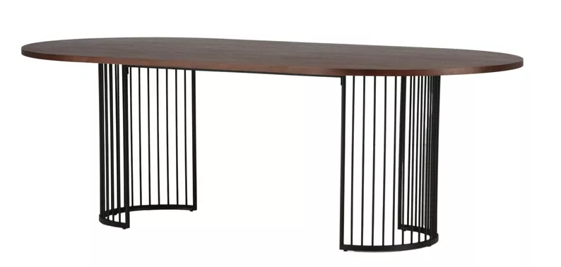 Table à manger Pestiter 110x220 cm noyer/piétement acier