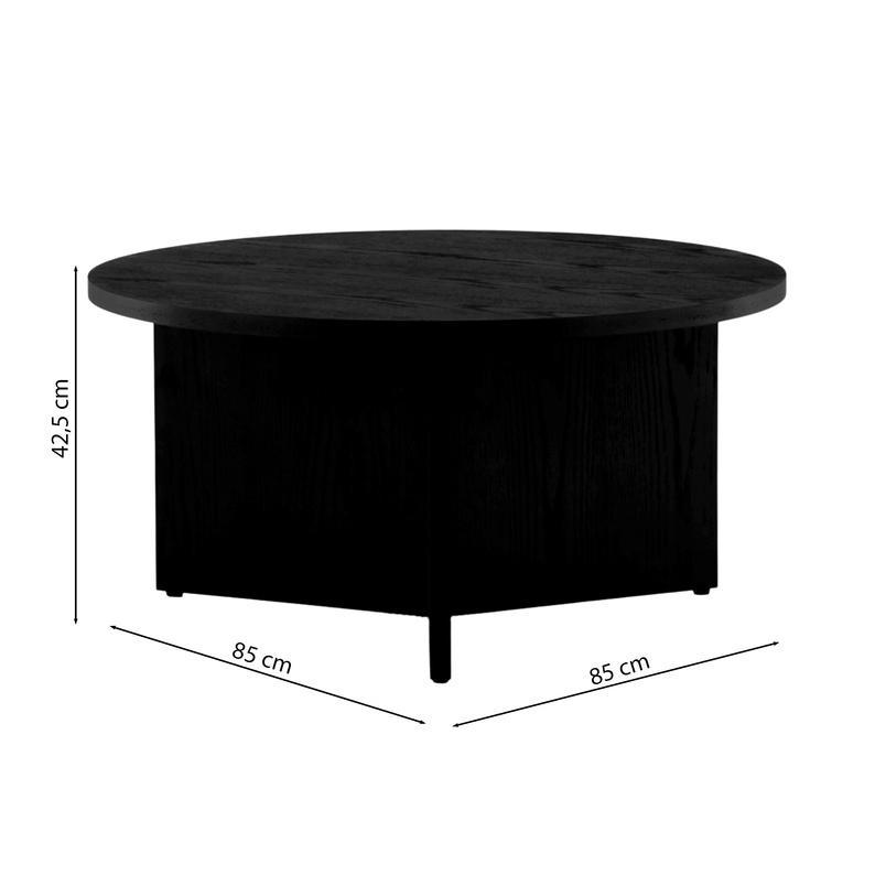 Table basse ronde Mitably 85x85 cm, chêne blanchi