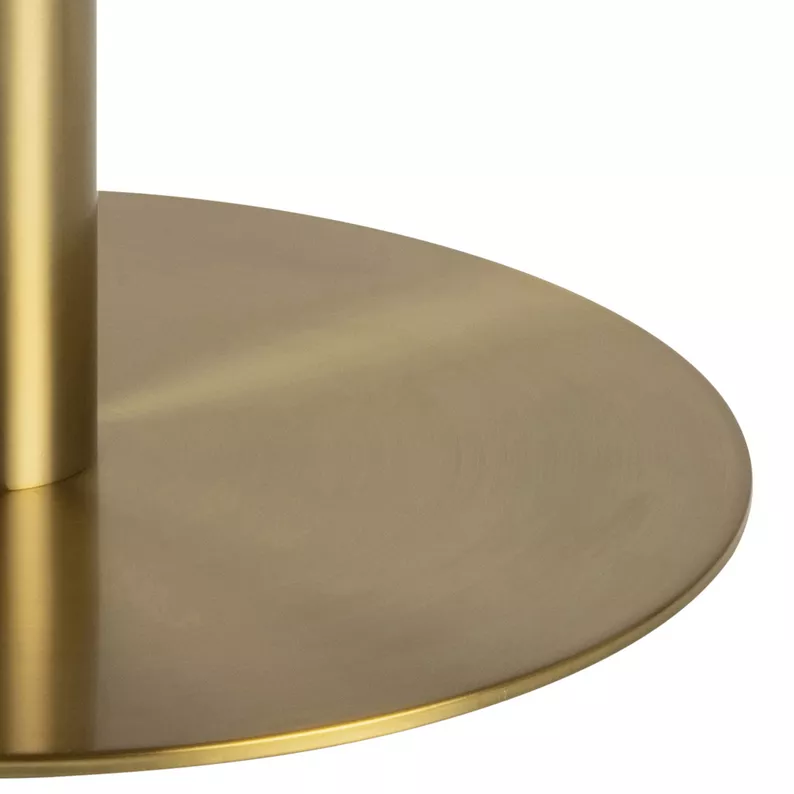 CORBINES Table basse ronde diamètre 80 cm marbre blanc sur pied laiton