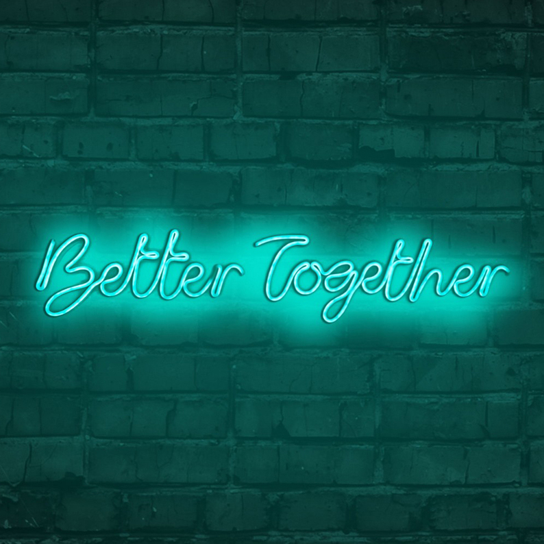 LETELY Enseigne au néon murale avec le mot Better Together bleu
