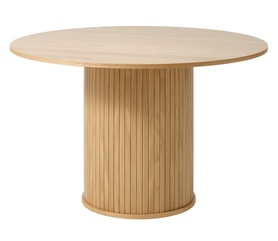 Table ronde Gativel 120 cm avec une base ronde de lamelles de chêne naturel
