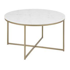 BAKAR Table basse diamètre 80 cm avec une base en laiton et un plateau en marbre