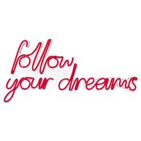 LETELY Enseigne au néon sur le mur avec mots Follow Your Dreams rouge