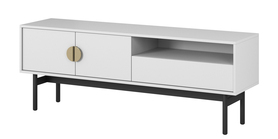 Szafka RTV dwudrzwiowa Stoon z szufladą i wnęką 154 cm Biała