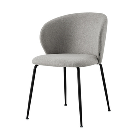 MEALIZE Chaise tapissée beige / gris sur pieds noirs