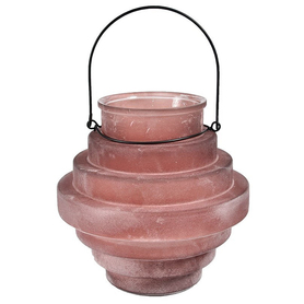 Lanterne en verre Cromnes rose, hauteur 22,5 cm