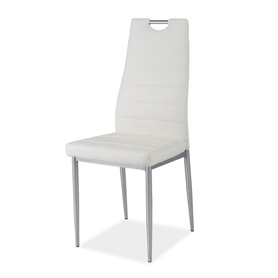 Chaise rembourrée Lastad blanc avec une poignée sur une base chromée
