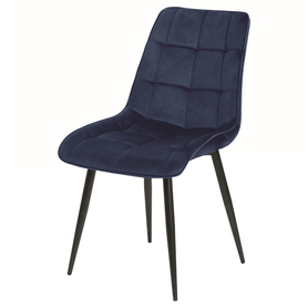 BRIARE Chaise tapissée bleu marine / pieds noirs