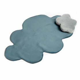Tapis pour enfants Cozie en forme de nuage avec un coussin turquoise