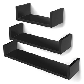 KALIOPSI Lot de 3 étagères noires 30 cm, 45 cm, 60 cm
