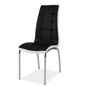 Chaise rembourrée Surin, noir, éco-cuir avec inserts blancs