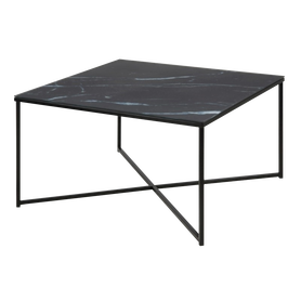 ALISMA Table basse carrée effet marbre / noir