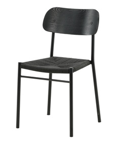 Chaise en bois Blimment avec assise tressée noire