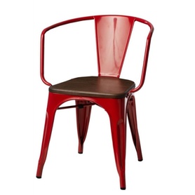 Chaise Paris Arms Wood rouge - noyer