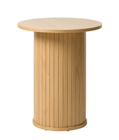 Table basse ronde Gativel 50 cm avec lattes en chêne naturel