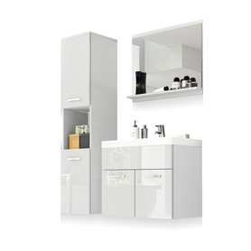 Petit ensemble de meubles de salle de bain Sillali Blanc Mat / Blanc Brillant