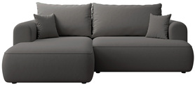 Narożnik z funkcją spania Ovo mini L-kształtny lewostronny z pojemnikiem ciemnoszary welur łatwoczyszczący