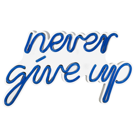 LETELY Enseigne au néon sur le mur avec inscription Never Give Up bleu