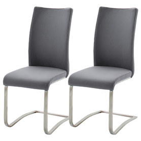 Lot de deux chaises capitonnées avec patins Trivoris gris