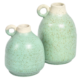 Vase Vendina en céramique vert crème, hauteur 14 cm